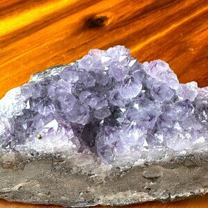 Amethyst Crystal Cluster Geode Specimen With Natural Purple Quartz Points For Di